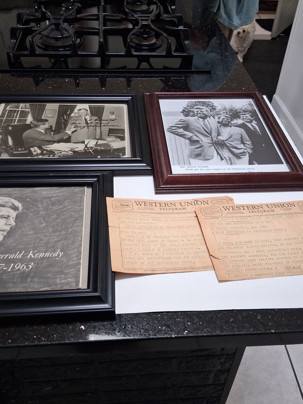 John F. Kennedy bundle including 2 telegrams, one signed by Robert Kennedy.